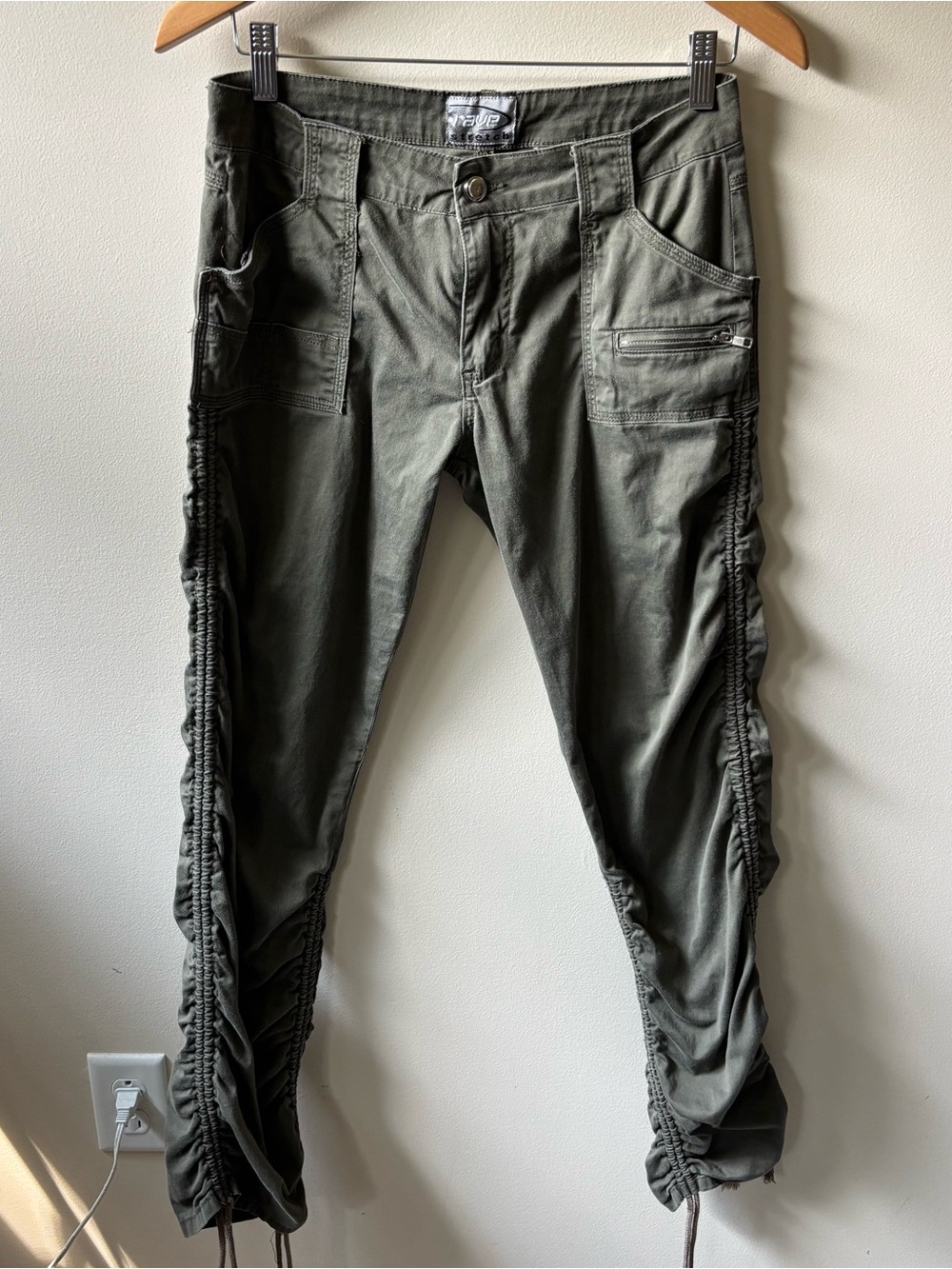 Rave Green Ruched Cargo Pants